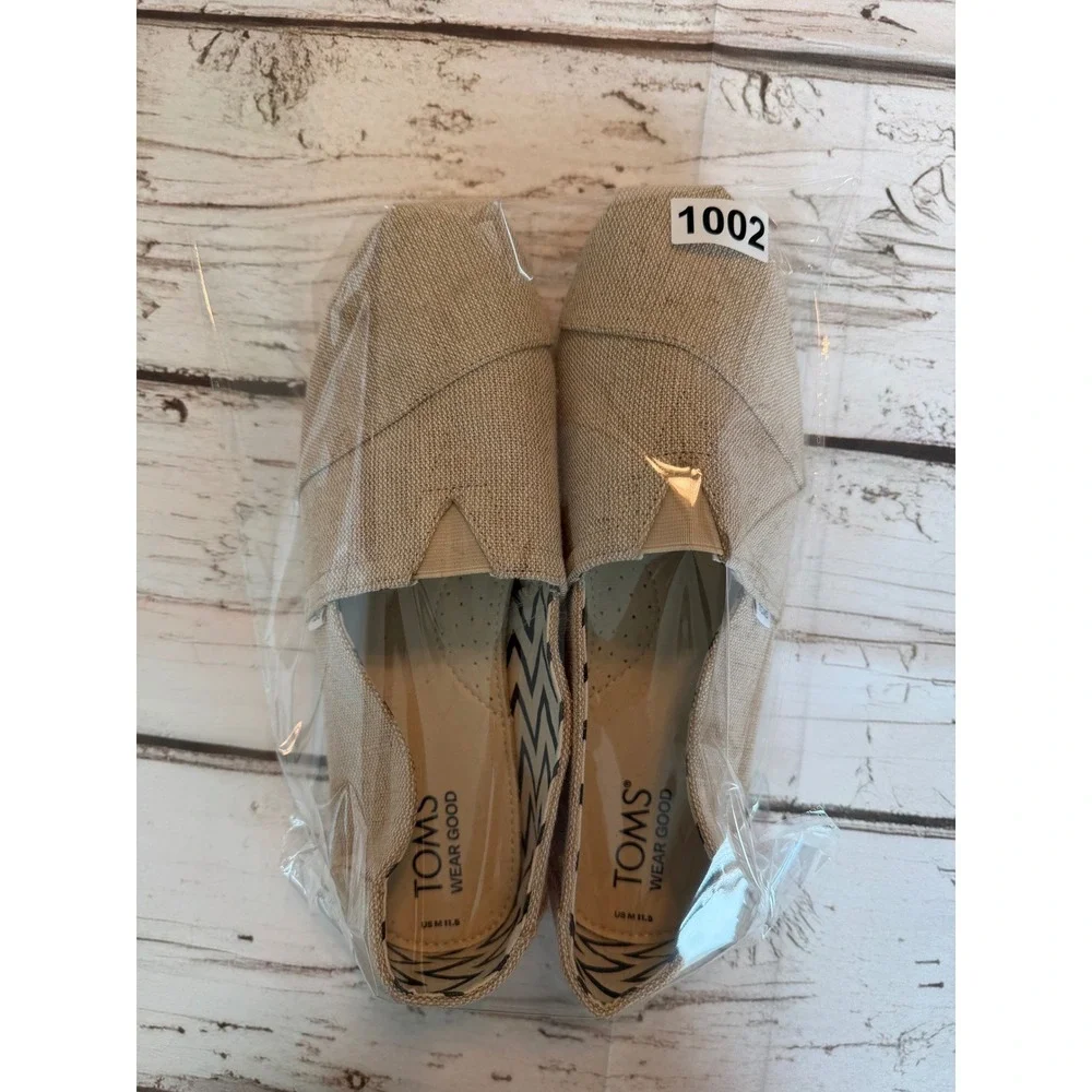 TOMS Mens Alpargata Natural Heritage Canvas Slip On Loafers Shoes Size 11.5